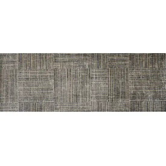 Modern Geo Lines in Squares Washable Runner Rug Photo 1