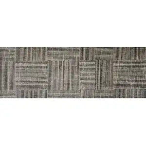 Photo of Modern Geo Lines in Squares Washable Runner Rug