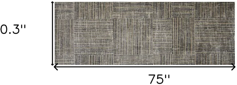 Modern Geo Lines in Squares Washable Runner Rug Photo 4