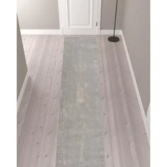 Modern Gray Distressed Runner Rug Photo 2