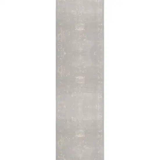 Modern Gray Distressed Runner Rug Photo 3