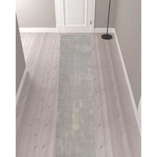 Modern Gray Distressed Runner Rug Photo 2