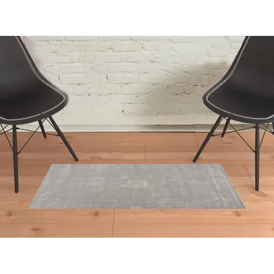 Modern Gray Distressed Scatter Rug Photo 3