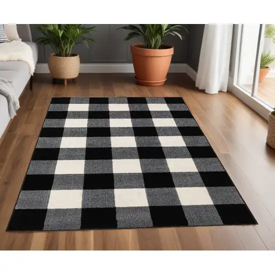 Monochromatic Gingham Pattern Indoor Area Rug Photo 1