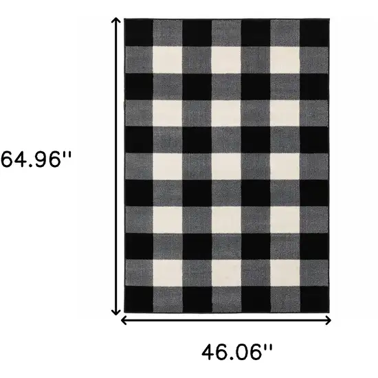 Monochromatic Gingham Pattern Indoor Area Rug Photo 3