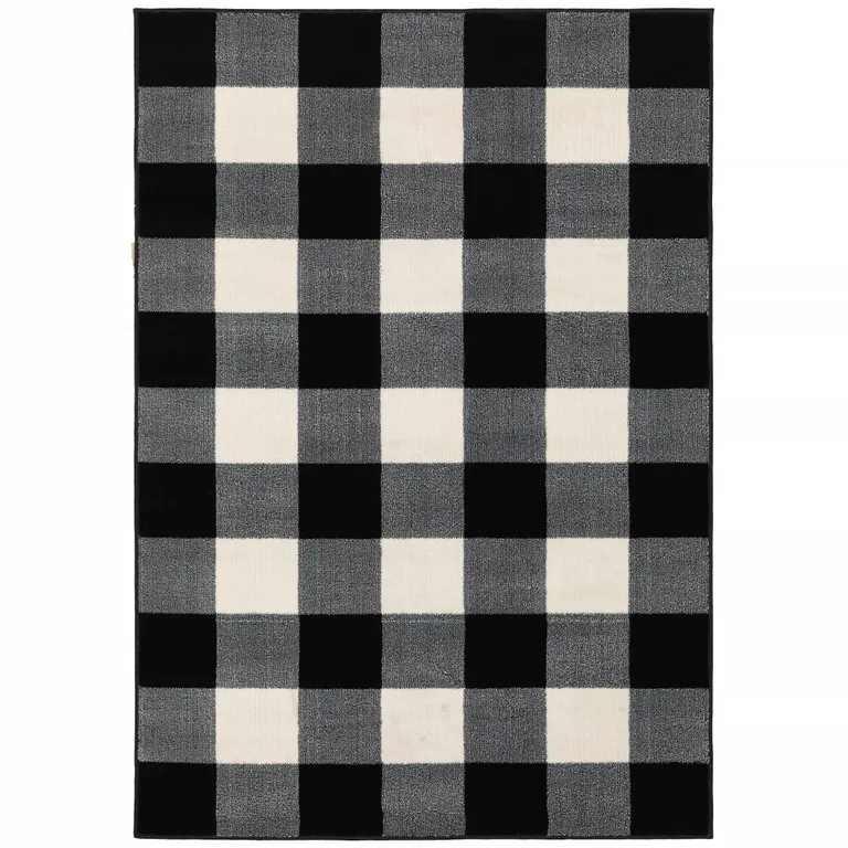 Monochromatic Gingham Pattern Indoor Area Rug Photo 1