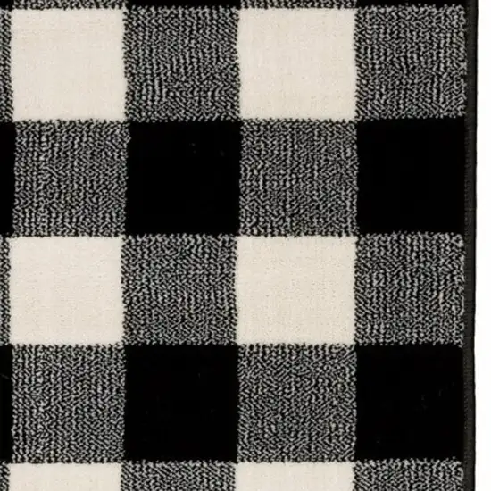 Monochromatic Gingham Pattern Indoor Runner Rug Photo 4