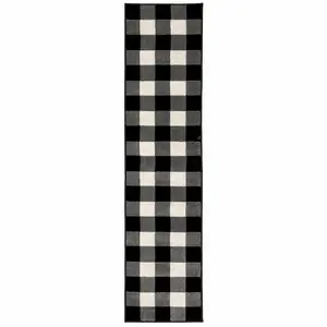 Photo of Monochromatic Gingham Pattern Indoor Runner Rug