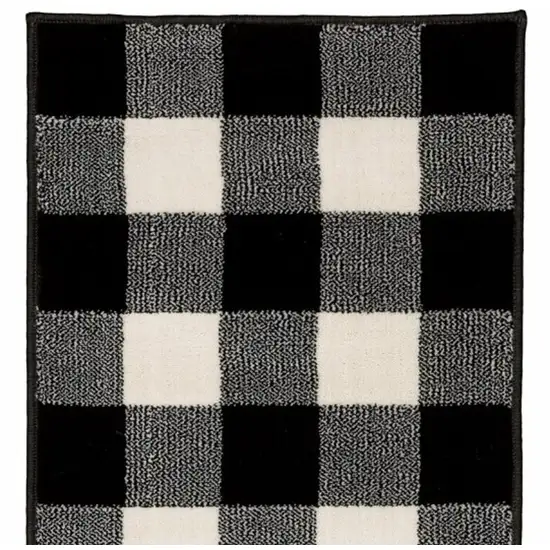 Monochromatic Gingham Pattern Indoor Runner Rug Photo 5