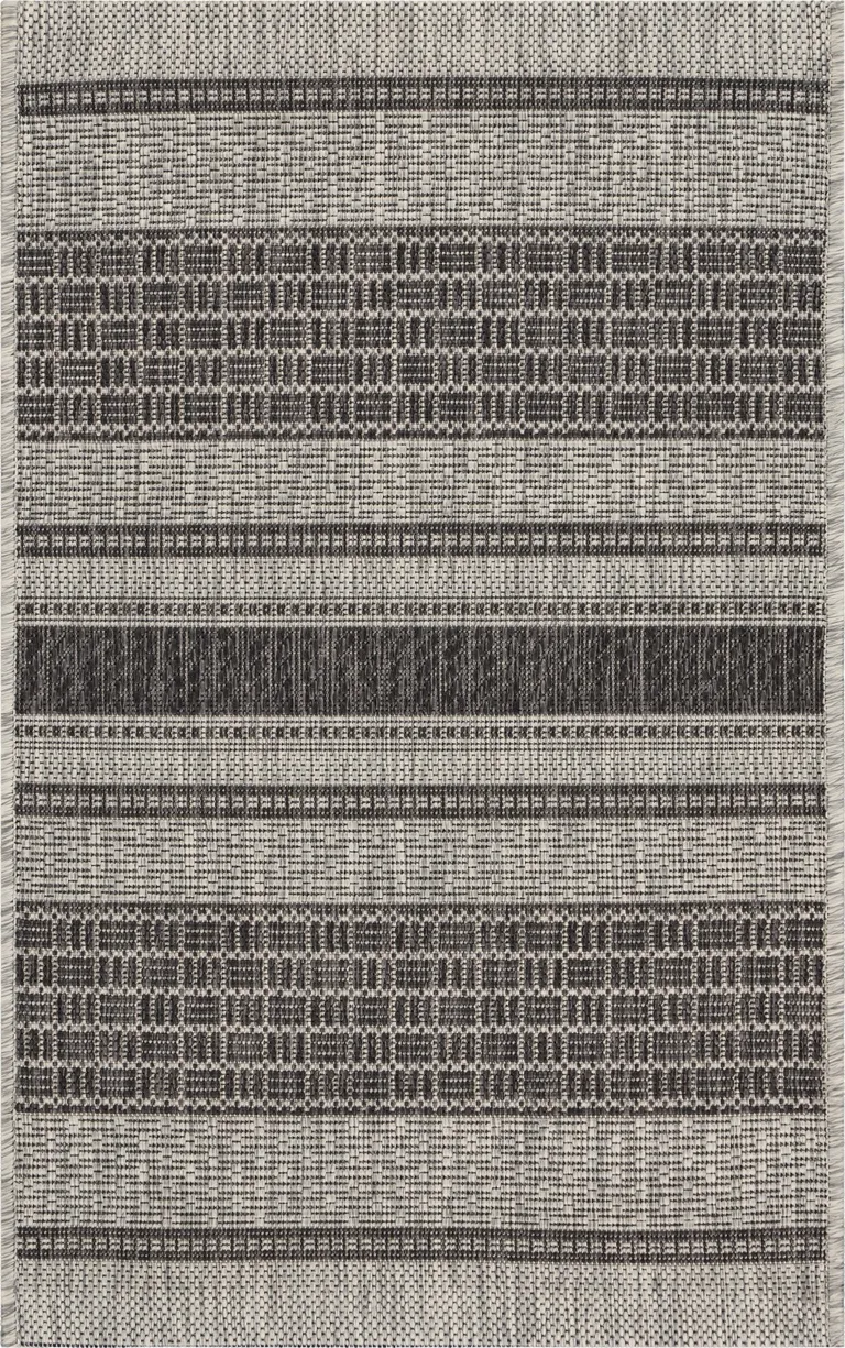 Monochrome Striped Indoor Outdoor Scatter Rug Photo 1