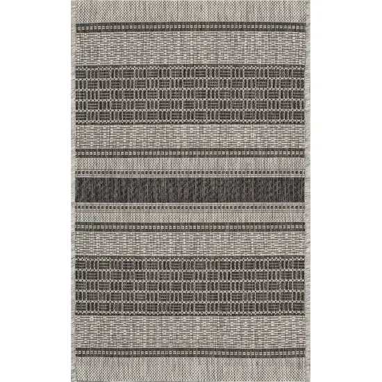 Monochrome Striped Indoor Outdoor Scatter Rug Photo 1