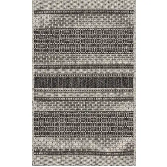 Monochrome Striped Indoor Outdoor Scatter Rug Photo 6