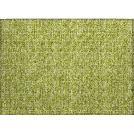 Moss Green Geometric Washable Non Skid Indoor Outdoor Area Rug Photo 2