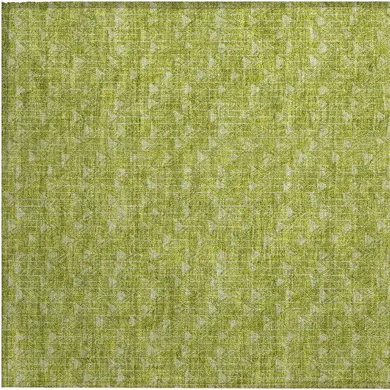 Moss Green Geometric Washable Non Skid Indoor Outdoor Area Rug Photo 7