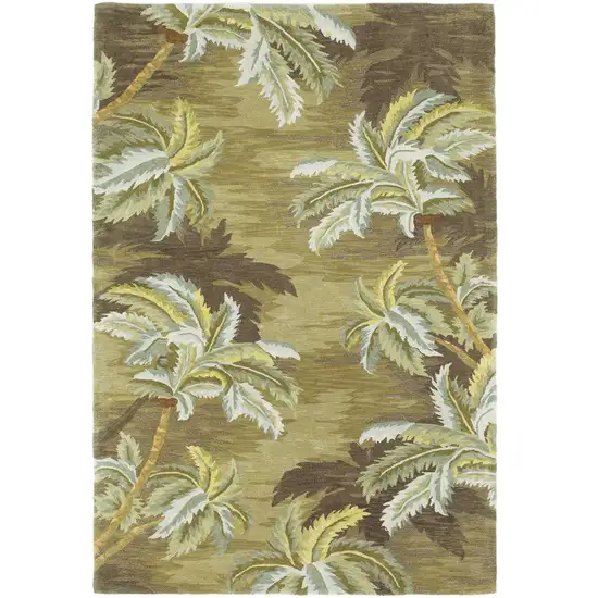 Moss Green Hand Tufted Palm Trees Indoor Area Rug Photo 3