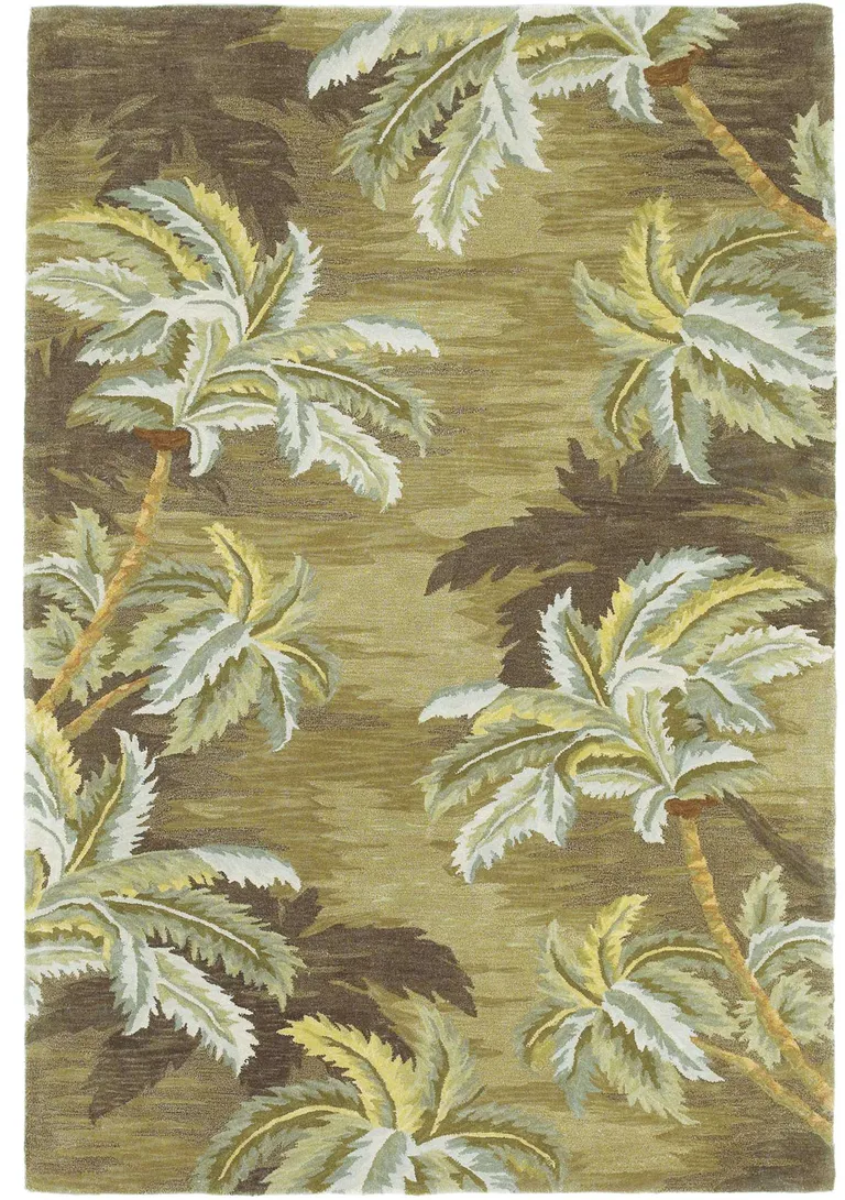 Moss Green Hand Tufted Palm Trees Indoor Area Rug Photo 1