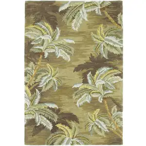 Photo of Moss Green Hand Tufted Palm Trees Indoor Area Rug