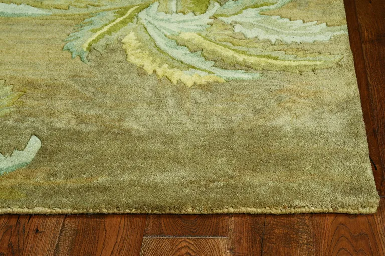 Moss Green Hand Tufted Palm Trees Indoor Area Rug Photo 2