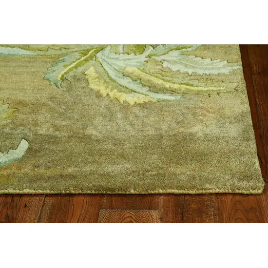 Moss Green Hand Tufted Palm Trees Indoor Area Rug Photo 2