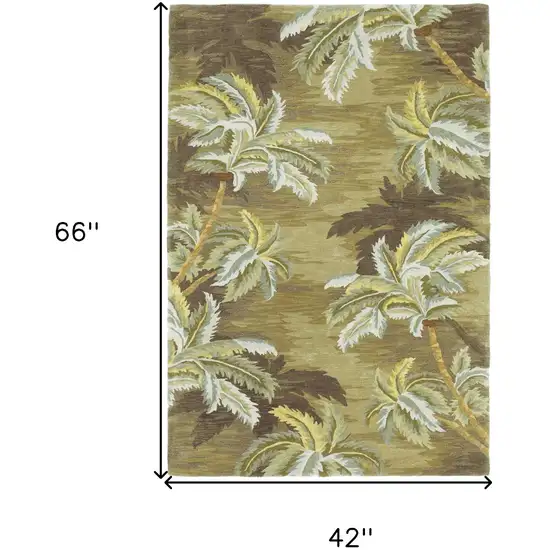 Moss Green Hand Tufted Palm Trees Indoor Area Rug Photo 4