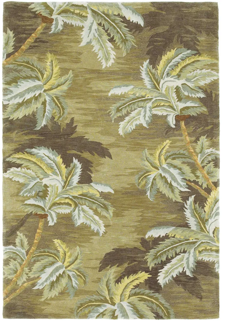 Moss Green Hand Tufted Palm Trees Indoor Area Rug Photo 3