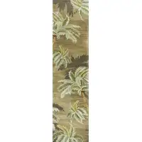 Photo of Moss Green Hand Tufted Tropical Trees Indoor Runner Rug