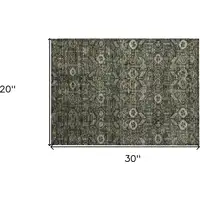 Photo of Moss Green and Gray Floral Washable Non Skid Indoor Outdoor Area Rug