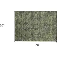 Photo of Moss Green and Gray Oriental Washable Non Skid Indoor Outdoor Area Rug