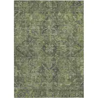 Photo of Moss Green and Gray Oriental Washable Non Skid Indoor Outdoor Area Rug