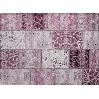 Photo of Mountbatten Pink Patchwork Washable Non Skid Indoor Outdoor Area Rug