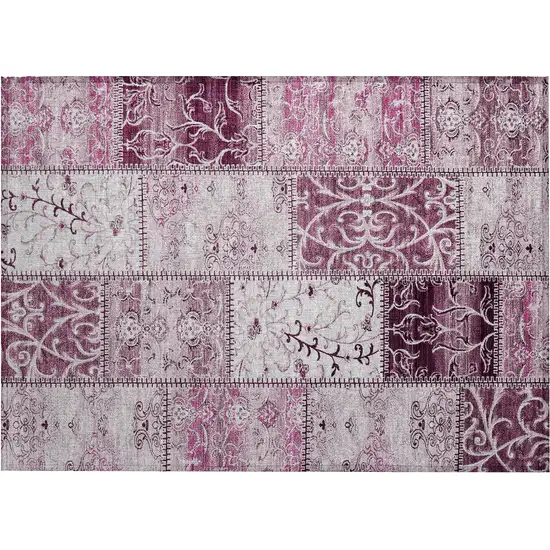 Mountbatten Pink Patchwork Washable Non Skid Indoor Outdoor Area Rug Photo 2