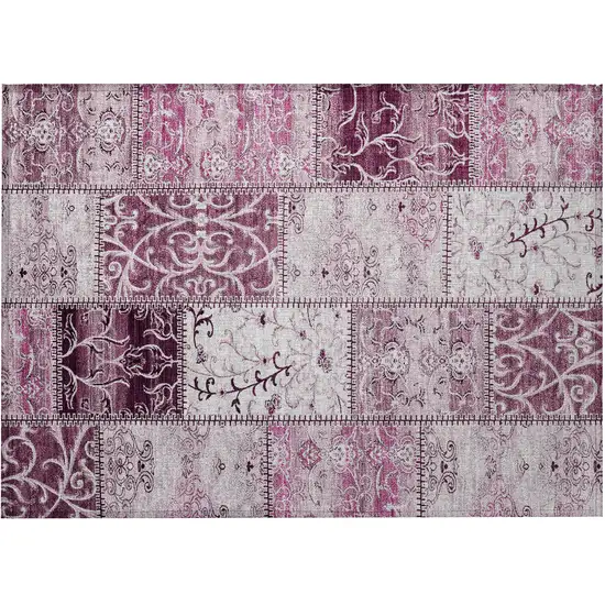 Mountbatten Pink Patchwork Washable Non Skid Indoor Outdoor Area Rug Photo 5