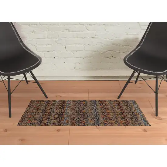 Multi And Blue Abstract Power Loom Stain Resistant Area Rug Photo 2