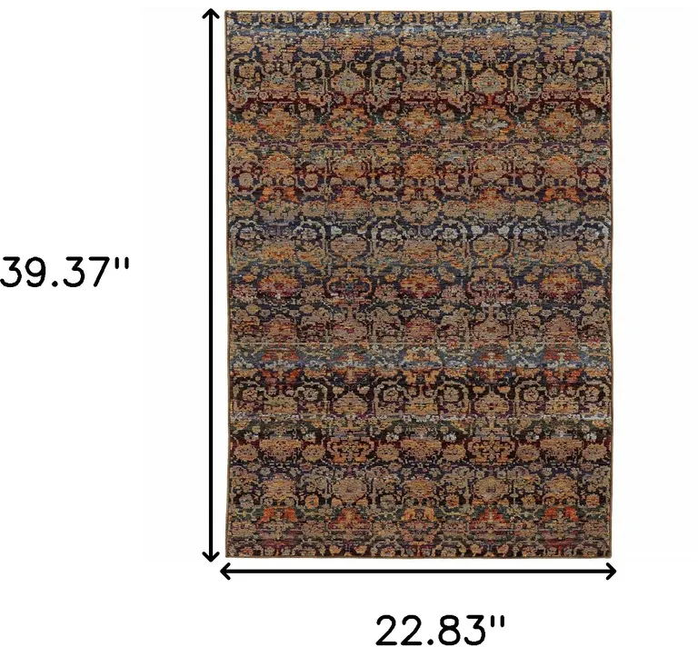 Multi And Blue Abstract Power Loom Stain Resistant Area Rug Photo 5