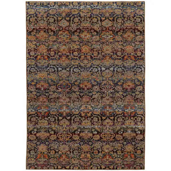 Multi And Blue Abstract Power Loom Stain Resistant Area Rug Photo 1