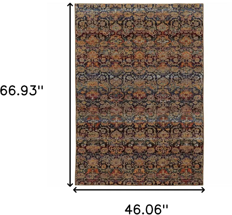 Multi And Blue Abstract Power Loom Stain Resistant Area Rug Photo 5