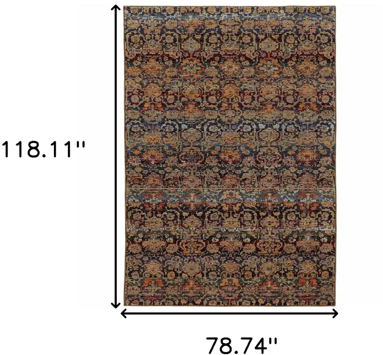 Multi And Blue Abstract Power Loom Stain Resistant Area Rug Photo 5