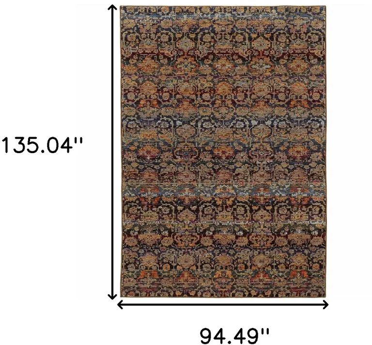 Multi And Blue Abstract Power Loom Stain Resistant Area Rug Photo 5