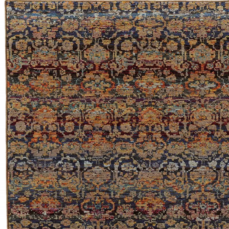 Multi And Blue Abstract Power Loom Stain Resistant Area Rug Photo 3