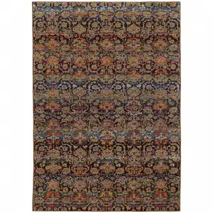 Photo of Multi And Blue Abstract Power Loom Stain Resistant Area Rug