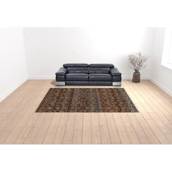 Multi And Blue Abstract Power Loom Stain Resistant Area Rug Photo 2