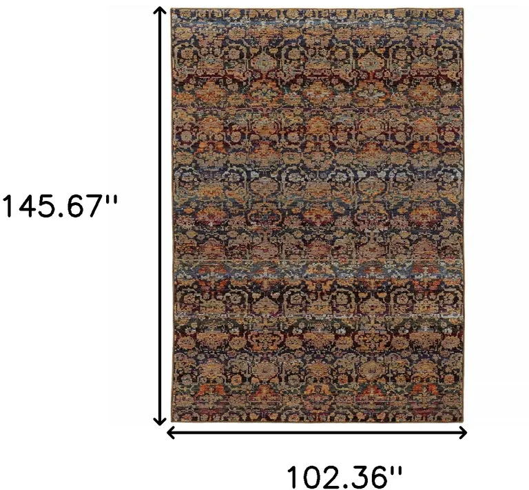 Multi And Blue Abstract Power Loom Stain Resistant Area Rug Photo 5