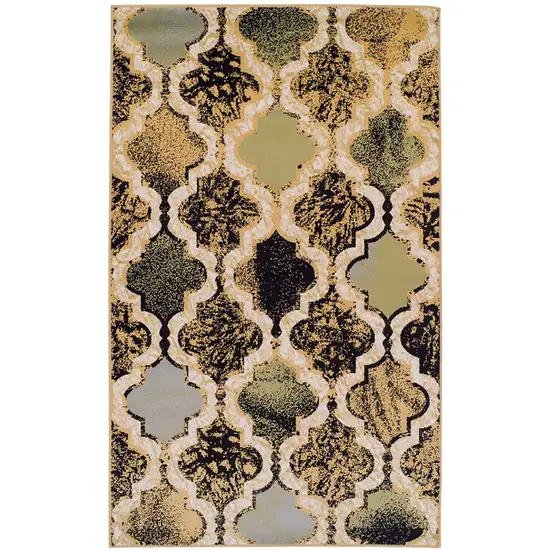 Multi Color Quatrefoil Power Loom Distressed Stain Resistant Area Rug Photo 1