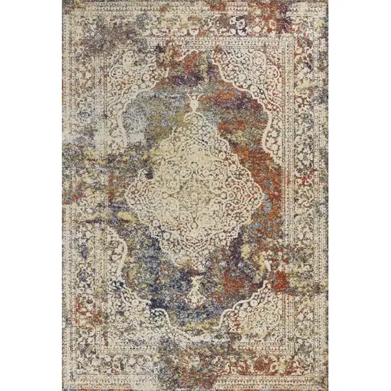 Multi Color Vintage Bordered Indoor Area Rug Photo 1