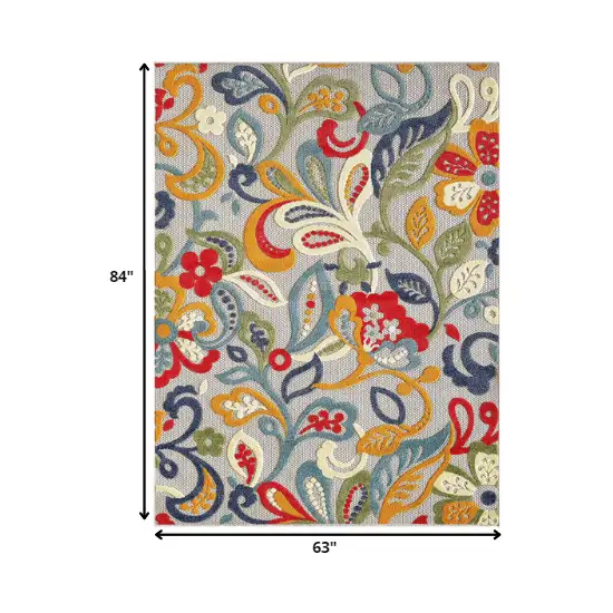 Multi Jacobean Floral Indoor Outdoor Area Rug Photo 5