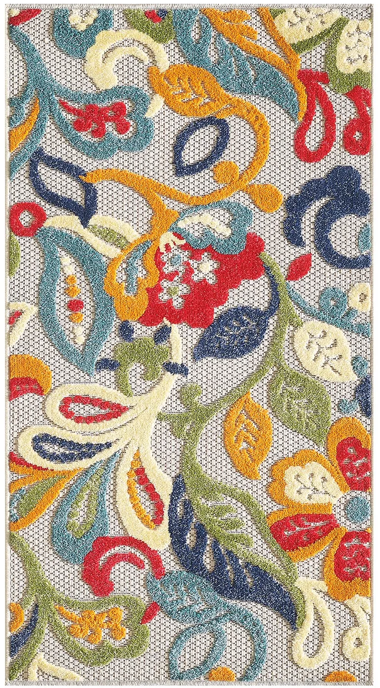 Multi Jacobean Floral Indoor Outdoor Area Rug Photo 3