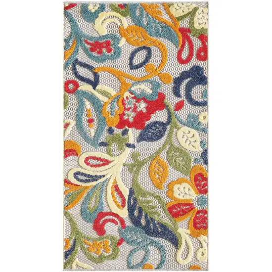 Multi Jacobean Floral Indoor Outdoor Area Rug Photo 3