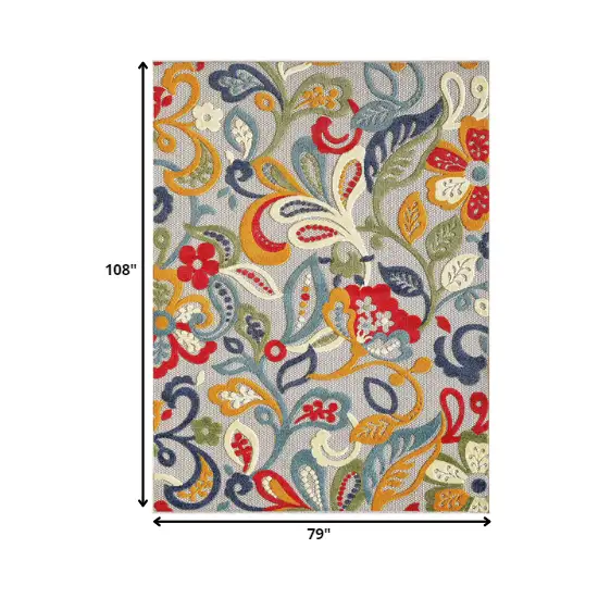 Multi Jacobean Floral Indoor Outdoor Area Rug Photo 5