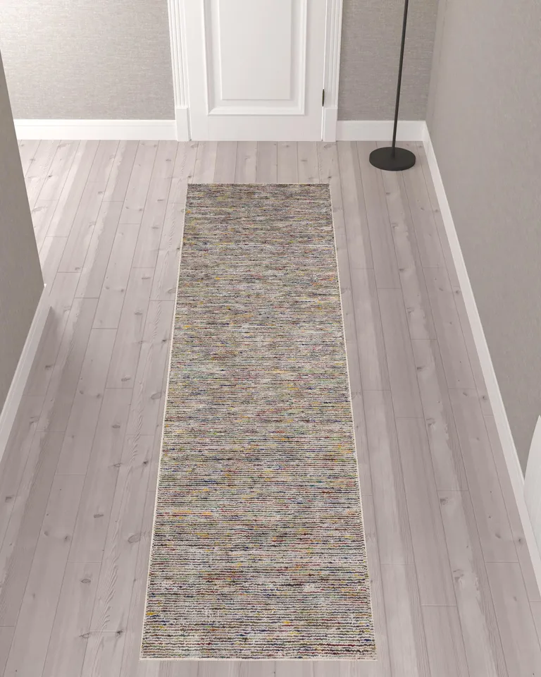 Multi-color Wool Hand Loomed Runner Rug Photo 2