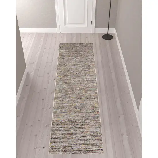 Multi-color Wool Hand Loomed Runner Rug Photo 2